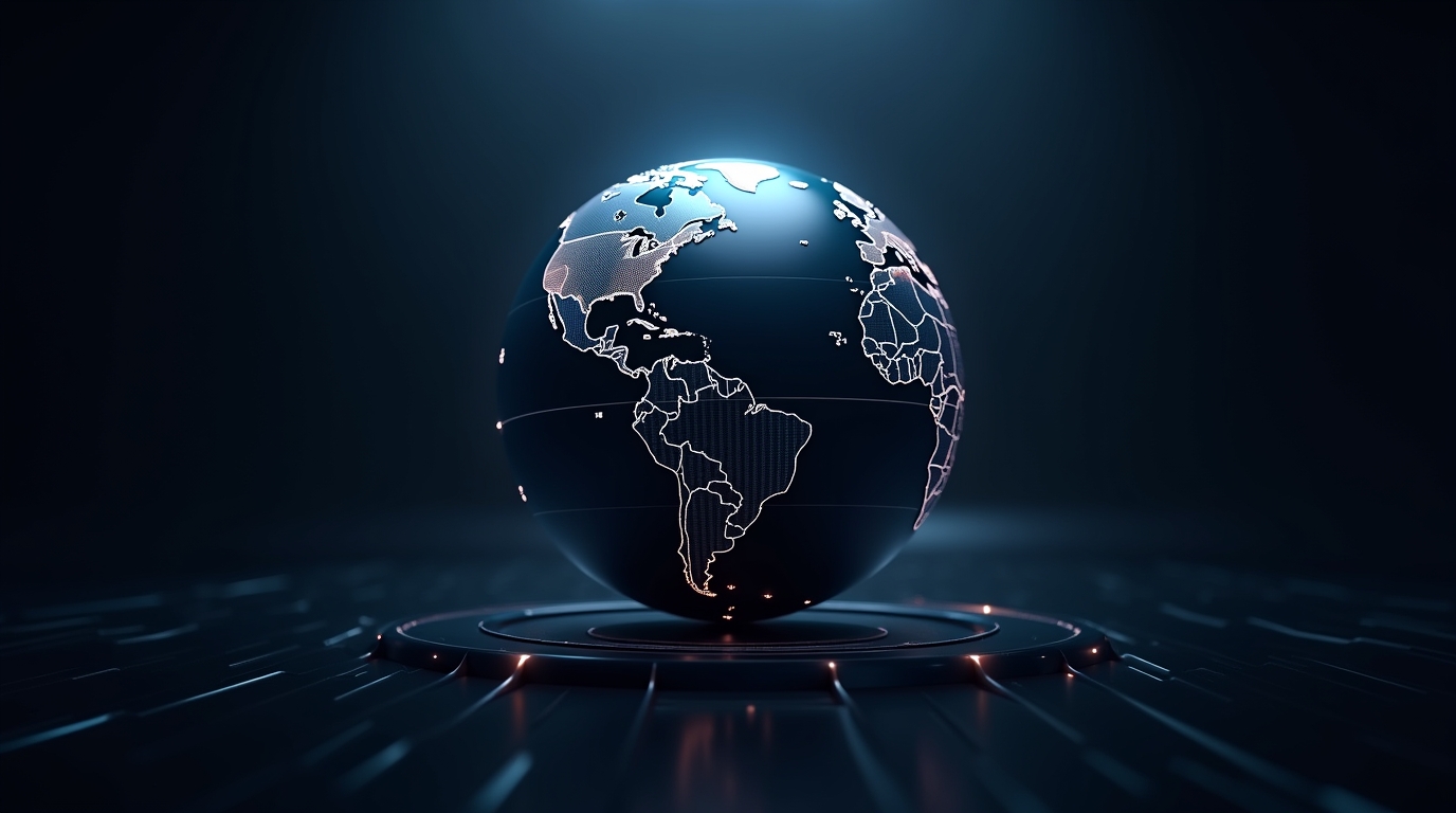 Flux_Dev_A_futuristic_globe_picture_set_against_a_dark_backdro_0